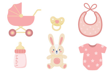 Baby Girl Newborn Essentials Set with Stroller Clothes and Accessories