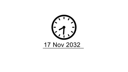 Timer clock icon illustration.  Schedule calendar date and time. Calendar clock icon on white background.