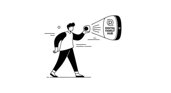 Man holding a flashlight discovering digital information and connections for family online