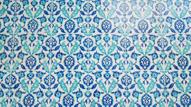 Turkish Blue Ceramic Tiles With Ottoman Floral Pattern Decorative Glazed Wall Mosaic for Interior Design