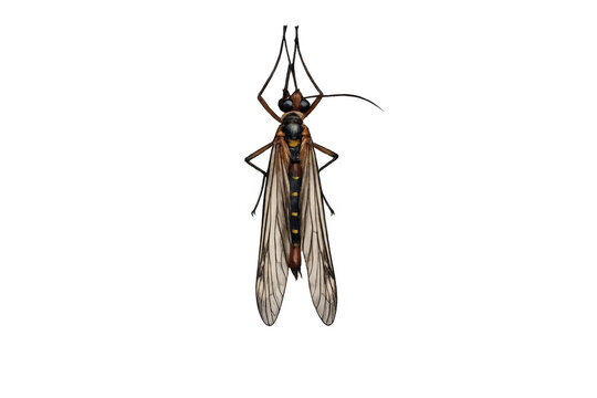 Crane fly insect with transparent background