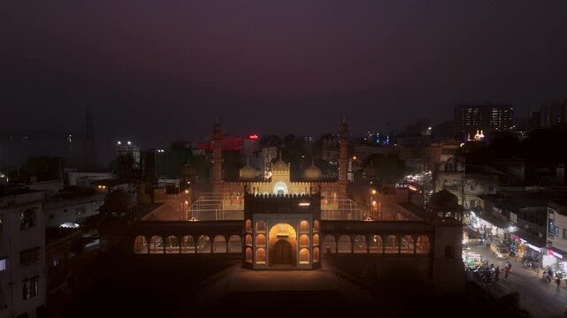 night view of mosque, bhopal city, moti masjid