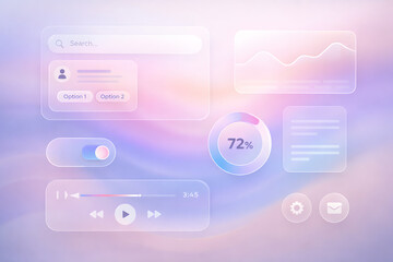 Pastel Glassmorphism UI Dashboard Interface Background
