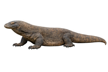 Fototapeta premium Komodo dragon standing, large reptile predator facing left