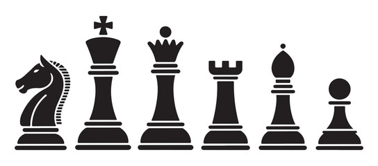 Set of black and white chess pieces vector illustration isolated on white background © Farik
