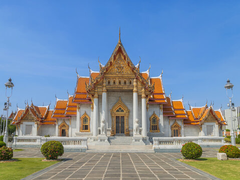 Wat Benchamabophit Dusitvanaram public place the most famous temples in Bangkok, Thailand  This temple is  called in tourism as  the Marble Temple.