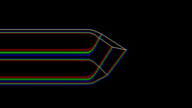 Retro style and pixelated 3d cube shape spinning animaton with distorted lines. and glitch effects