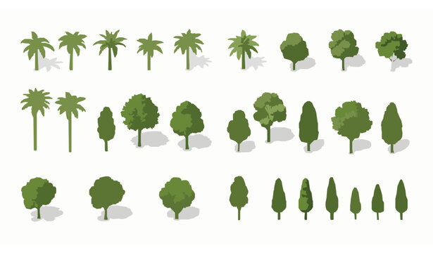 Isometric Tree Vector Pack &ndash; Palm Trees & Deciduous Landscape Elements