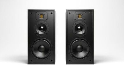 Fototapeta premium Pair of Black Hi-Fi Loudspeakers, Studio Monitor Speakers, Product Photography, Audio Equipment for Music Production and Home Entertainment