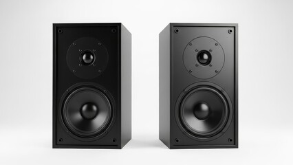 Obraz premium Pair of Black Studio Monitor Speakers, Product Photography, Audio Equipment for Music Production and Home Studio Setup, Isolated on White Background