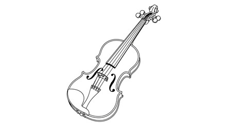 Obraz premium Detailed black and white illustration of a classical violin instrument.