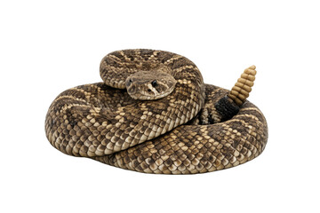 Naklejka premium Rattlesnake coiled showing rattle and scales on transparent background