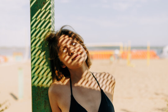 Closeup of young woman on the vacation
