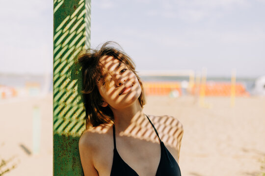 Closeup of young woman on the vacation