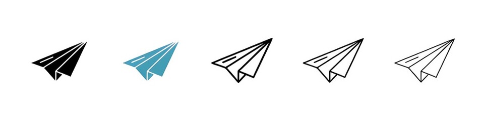 Paper plane vector icon set. Paper aeroplane sign. Paper aircraft vector icon for UI designs. Thin line customizable illustration. Contour symbol. Vector isolated outline drawing. Editable stroke © Lovely