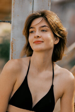 Closeup of young woman on the vacation