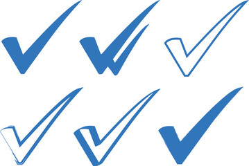 Six blue checkmarks on white background