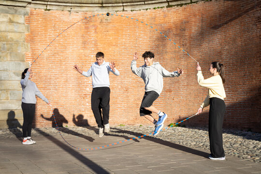 Sportspeople Gathering for Jumping Rope 