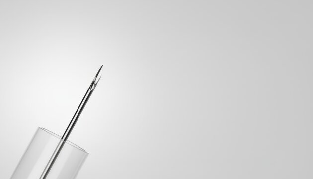 Close-up of a sharp medical needle with a pointed tip, isolated on a clean background for healthcare concepts.