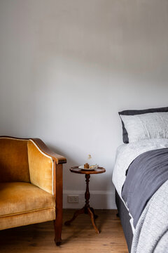Curated vintage bedside interior 
