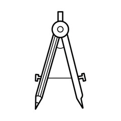 A black and white drawing of a precision drafting compass