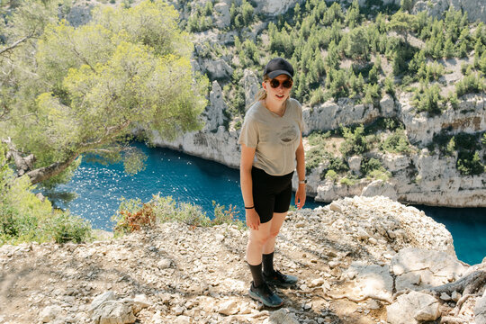 young woman on a hike at the calanques d'en Vau. France