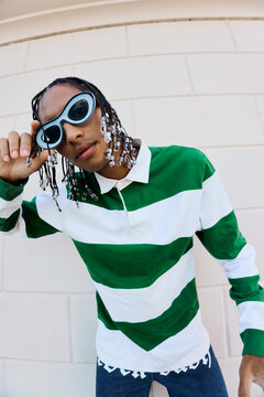Cool and Curious Gaze with Bold Styling