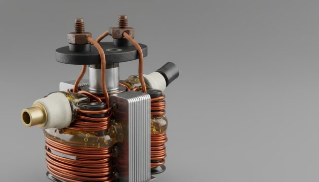 Detailed view of a copper wire coil component within an electrical motor assembly