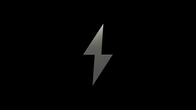 3D style lightning or bolt icon symbol spinning animation on black background