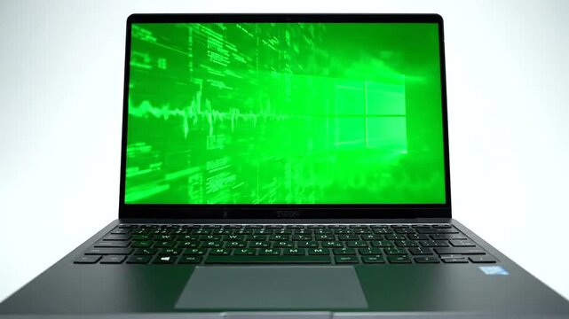 Laptop with Green Screen Display Technology.