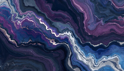 Fototapeta premium Luxury Abstract Marble in Deep Violet and Charcoal