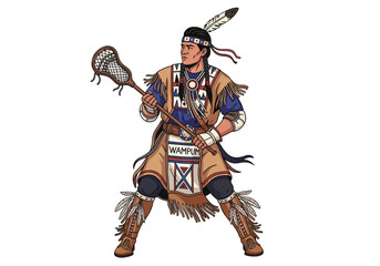 Obraz premium Native American Man Wearing Traditional Attire.