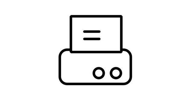 Typewriter printing document motion icon. Animated line icon of a vintage typewriter printing document on paper with clean minimalist style.