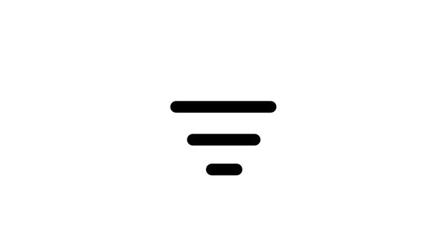 Alignment or filter motion icon. Animated horizontal alignment or filter icon for user interface design, sorting data, and menu options.