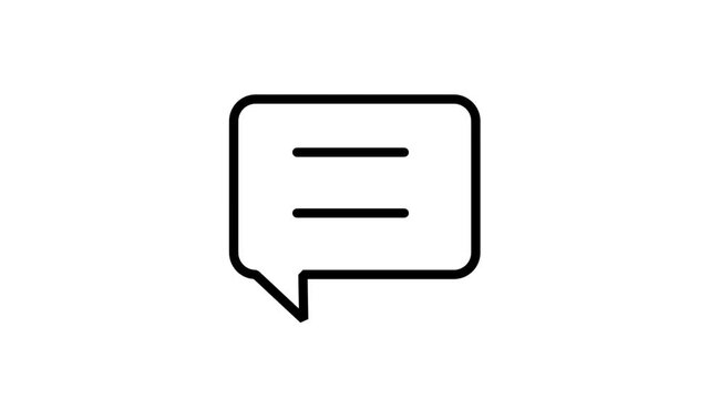 Speech bubble motion icon. Single outline speech bubble icon animation for notification, feedback, comment, and digital communication interface design.