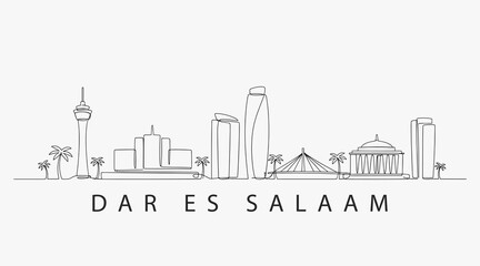 Obraz premium Flat Design one line without breaking the Dar Es Salaam city.