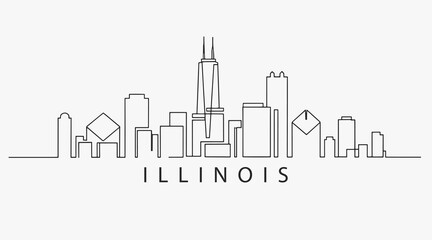 Fototapeta premium Flat Design one line without breaking the Illinois city.