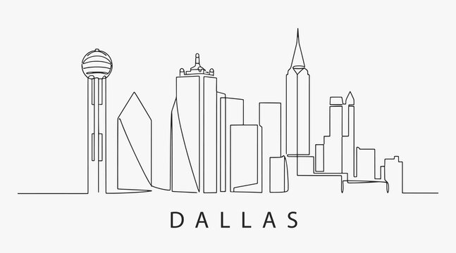 Flat Design one line without breaking the Dallas city.