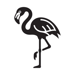 Obraz premium Black and White Flamingo Silhouette Illustration Minimal Tropical Bird Design