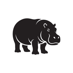 Obraz premium Black and White Hippopotamus Silhouette Illustration African Wildlife Design