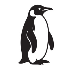 Obraz premium Black and White Penguin Silhouette Illustration Minimal Arctic Bird Design