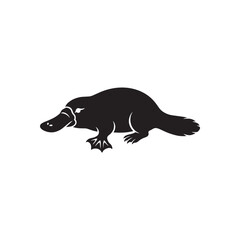 Fototapeta premium Black and White Platypus Silhouette Illustration Unique Australian Wildlife Design