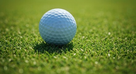 Fototapeta premium Golf ball resting on green grass