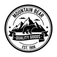 Mountain Bear Vector Logo Design 