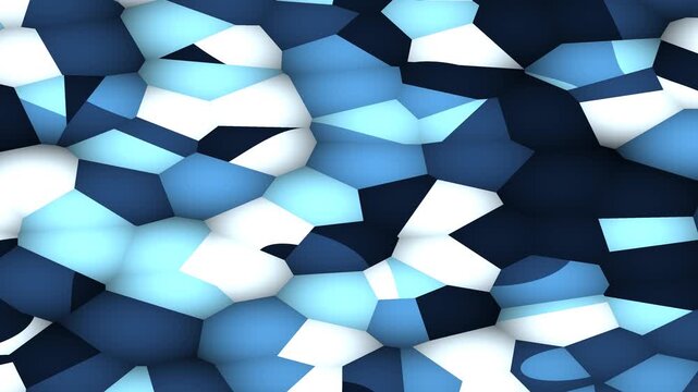 Abstract Blue and White Voronoi Pattern Background Loop.