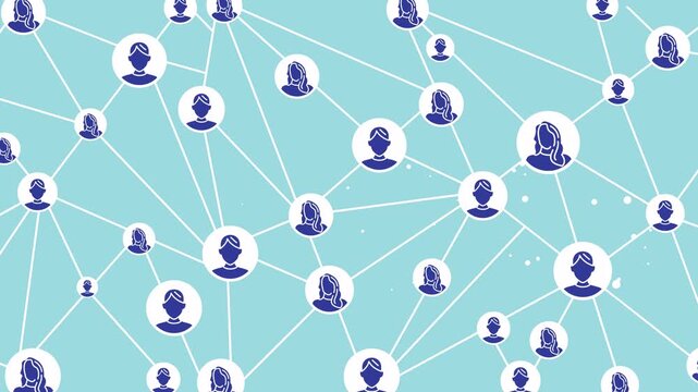animated background of people network connections, data connections, customers, online global business