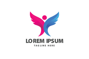 Stylized Winged Person Abstract Icon