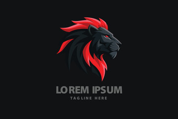 Black and Red Lion Head Mascot © Pixel Perfect