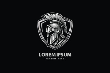 Obraz premium Spartan Warrior Shield Helmet Logo