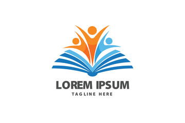 Open Book with Human Figures Logo